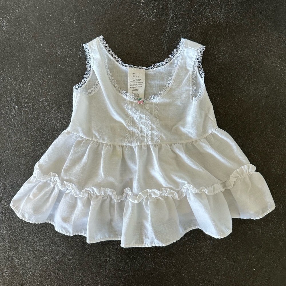 Adorable vintage JCP slip dress ruffled white size 2